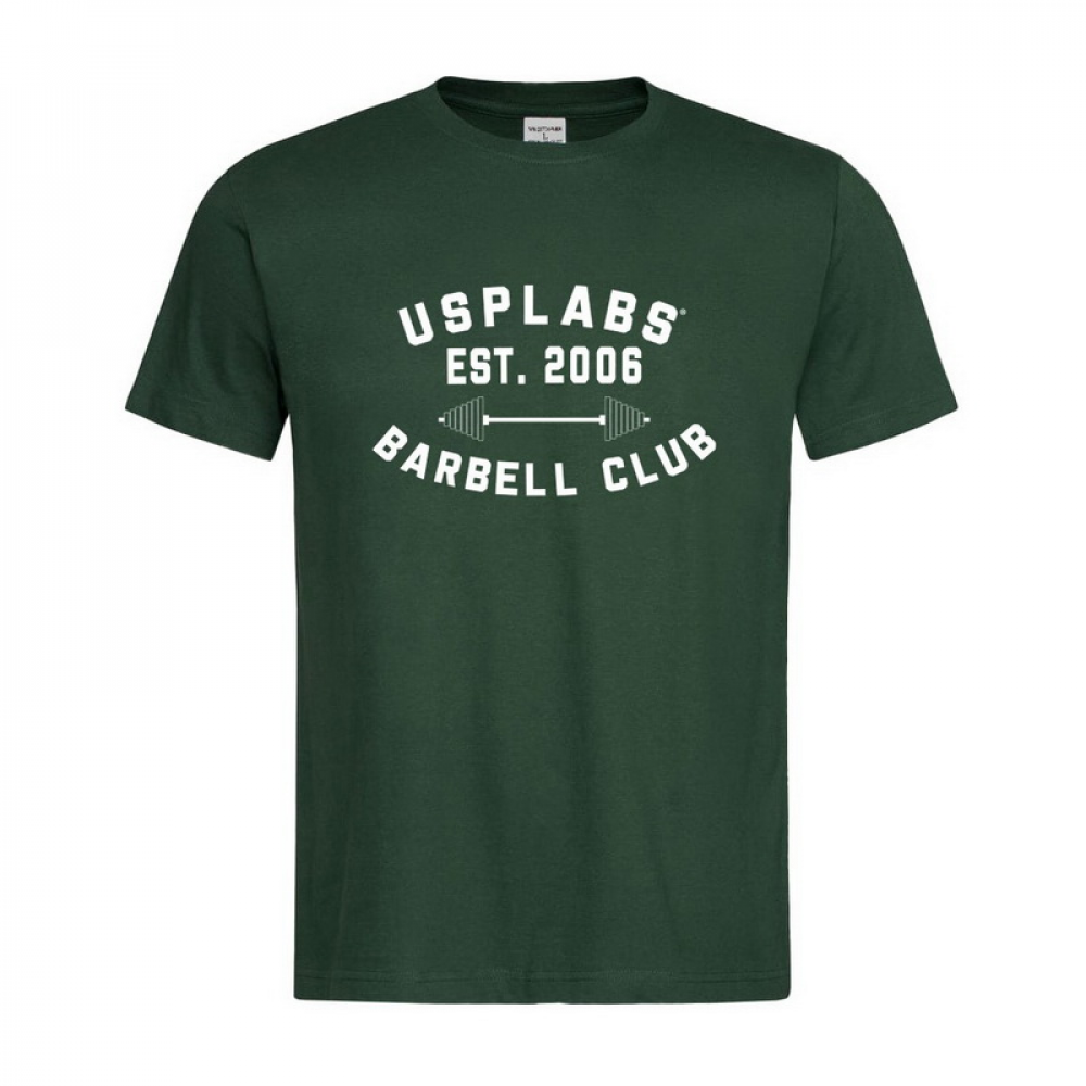 Barbell Club Fitted T-Shirt (L size, green/white)