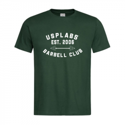 Barbell Club Fitted T-Shirt (L size, green/white)