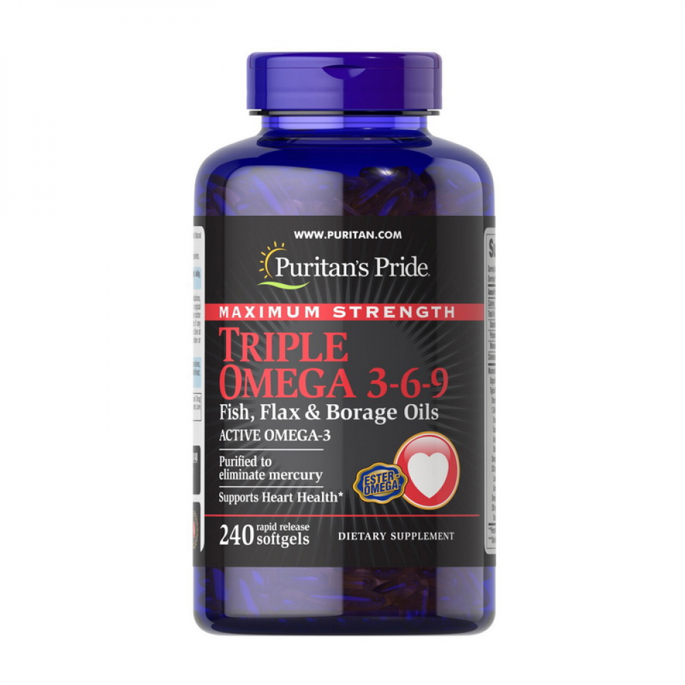 Maximum Strength Triple Omega 3-6-9 Fish, Flax & Borage Oils (240 softgels)