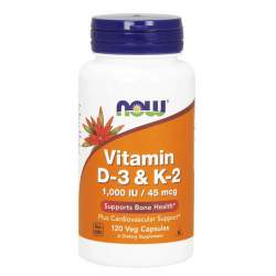 Vitamin D-3 & K-2 1000 IU/45 mcg (120 veg caps)