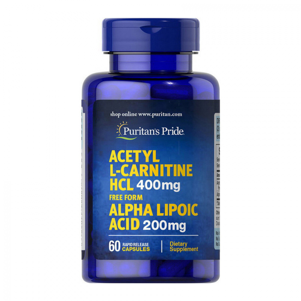 Acetyl L-Carnitine HCL 400 mg with Alpha Lipoic Acid 200 mg (60 caps)