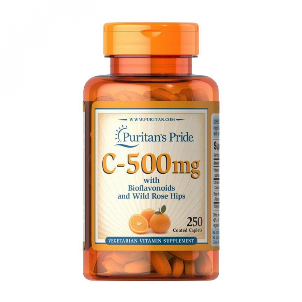 Vitamin C-500 mg with Bioflavonoids and Wild Rose Hips (250 caplets)