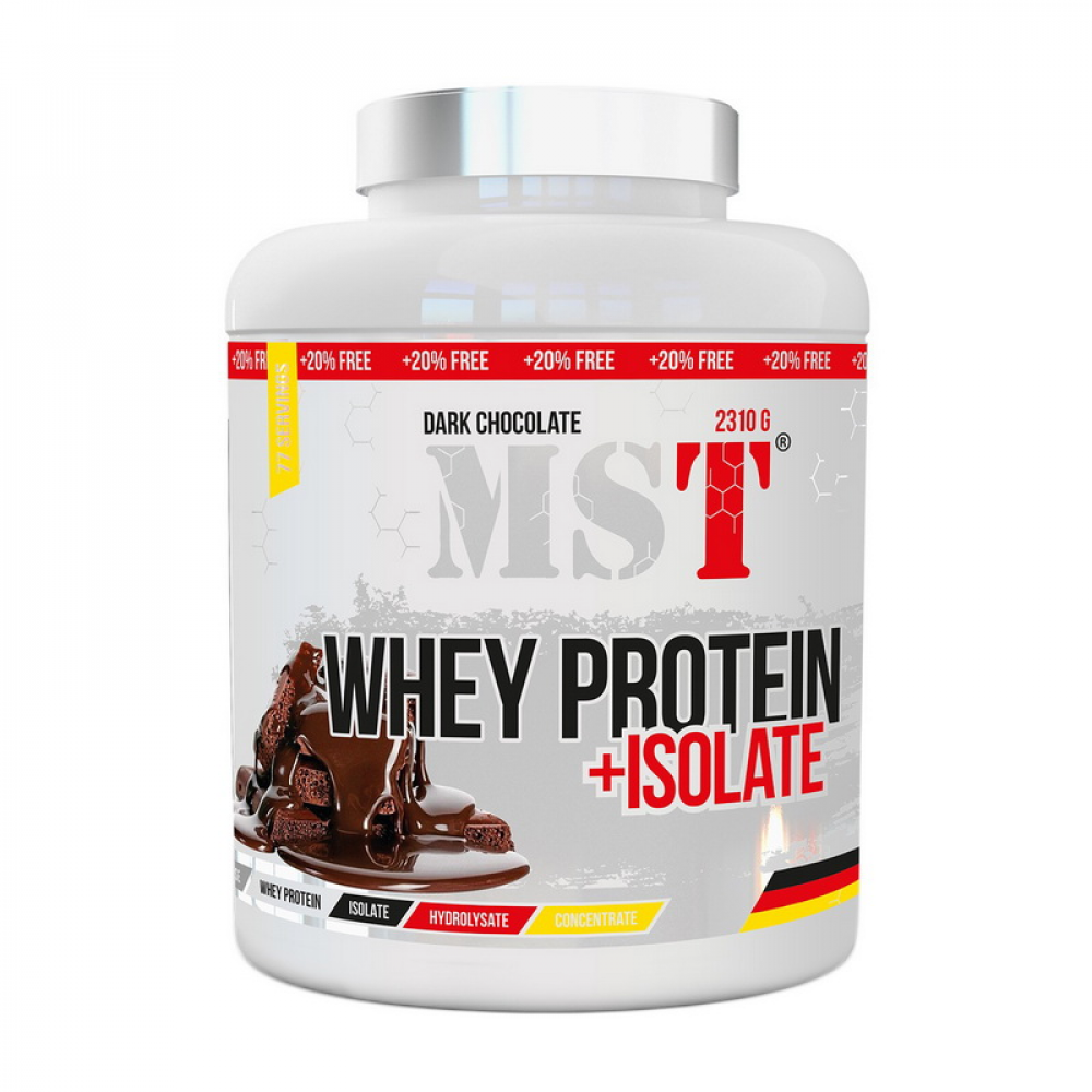 Whey Protein + Isolate (2,310 kg, dark chocolate)