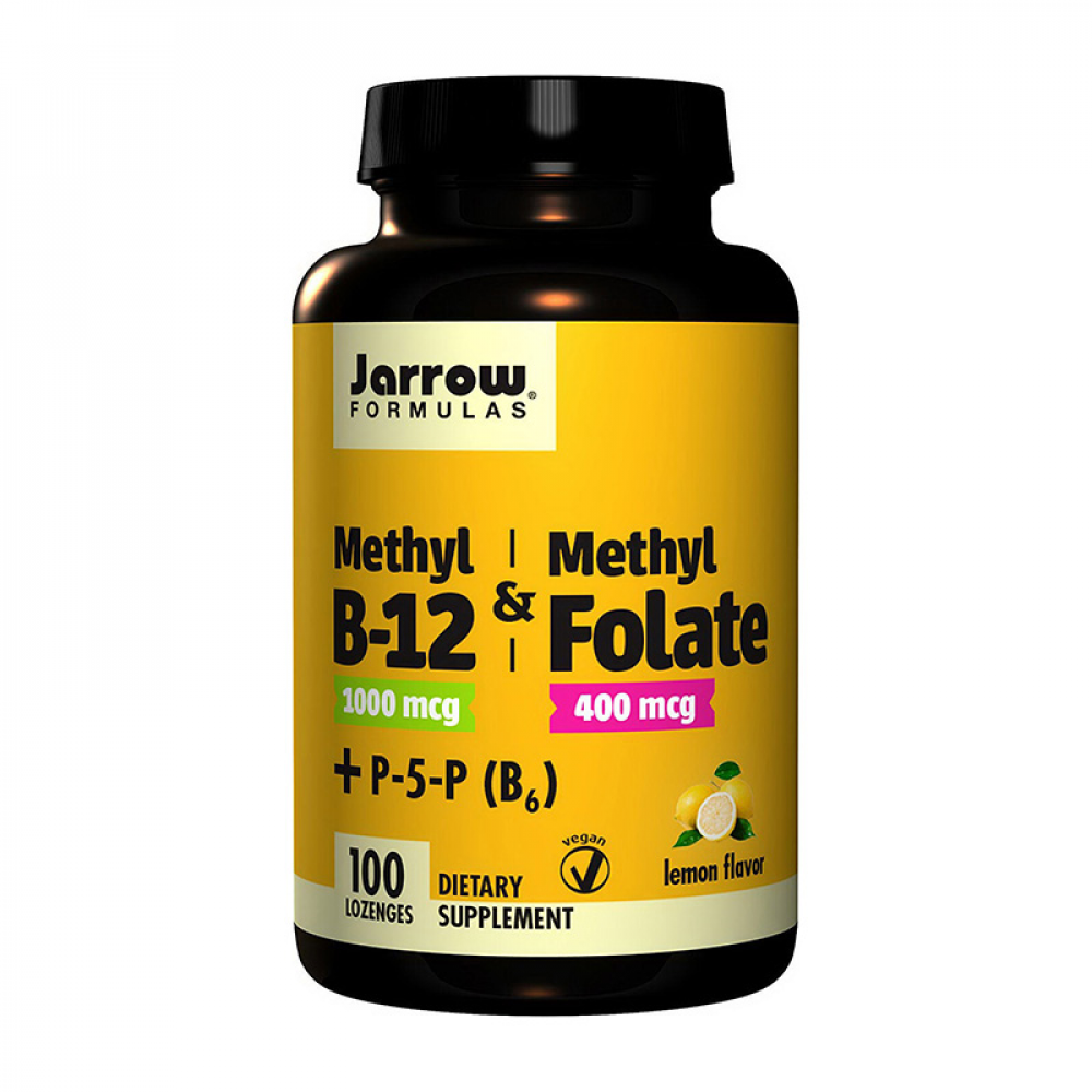 Methyl B12 1000 mcg & Methyl Folate 400 mcg plus P-5-P B6 (100 lozenges, lemon)