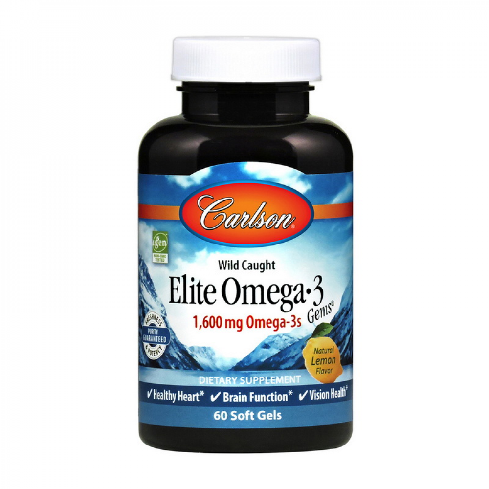 Elite Omega 3 1,600 mg wild caught (60 soft gels, lemon)