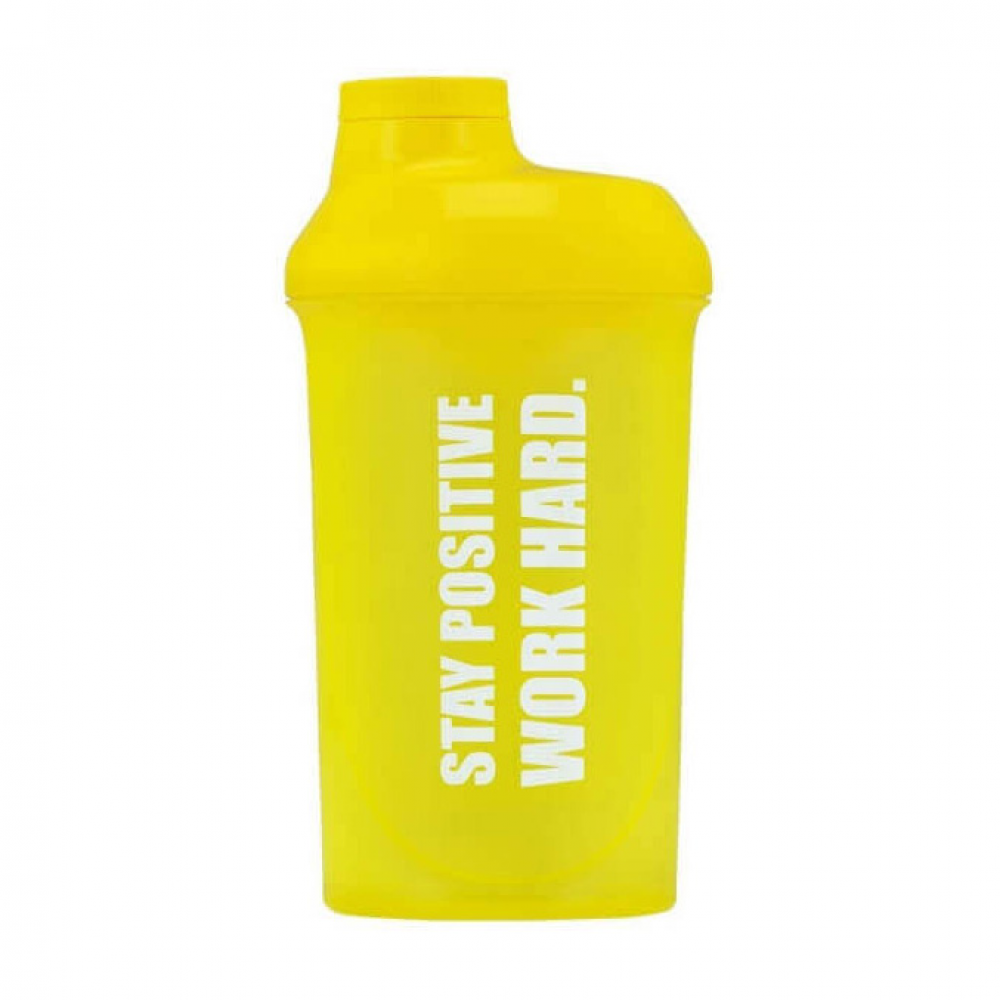 Shaker “STAY POSITIVE WORK HARD“ (500 ml, yellow)