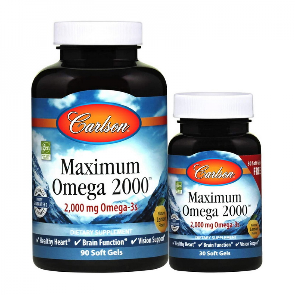 Maximum Omega 2000 mg (90+30 soft gels, natural lemon)