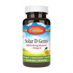 Solar D Gems 2,000 IU (50 mcg) Vitamin D3 + Omega-3s (120 soft gels, lemon)