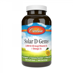 Solar D Gems 2,000 IU (50 mcg) Vitamin D3 + Omega-3s (360 soft gels, lemon)