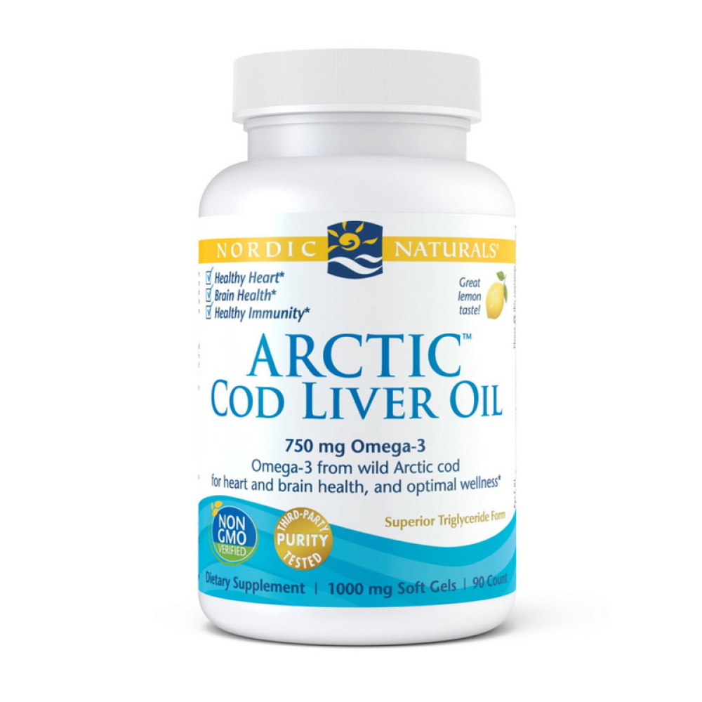 Arctic Cod Liver Oil 750 mg omega-3 (90 soft gels, great lemon)