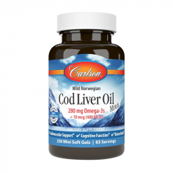 Cod Liver Oil 280 mg Omega-3s + 10 mcg D3 Minis wild norwegian (250 mini soft gels)