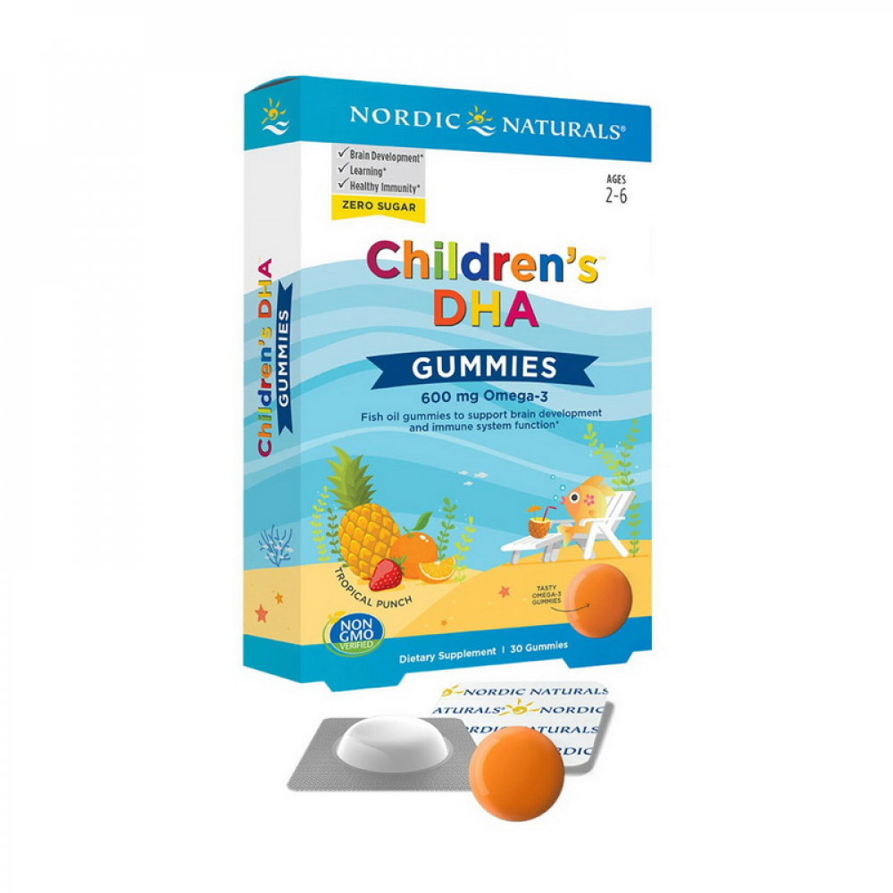 Children“s DHA 600 mg Omega-3 (30 gummies, tropical punch)