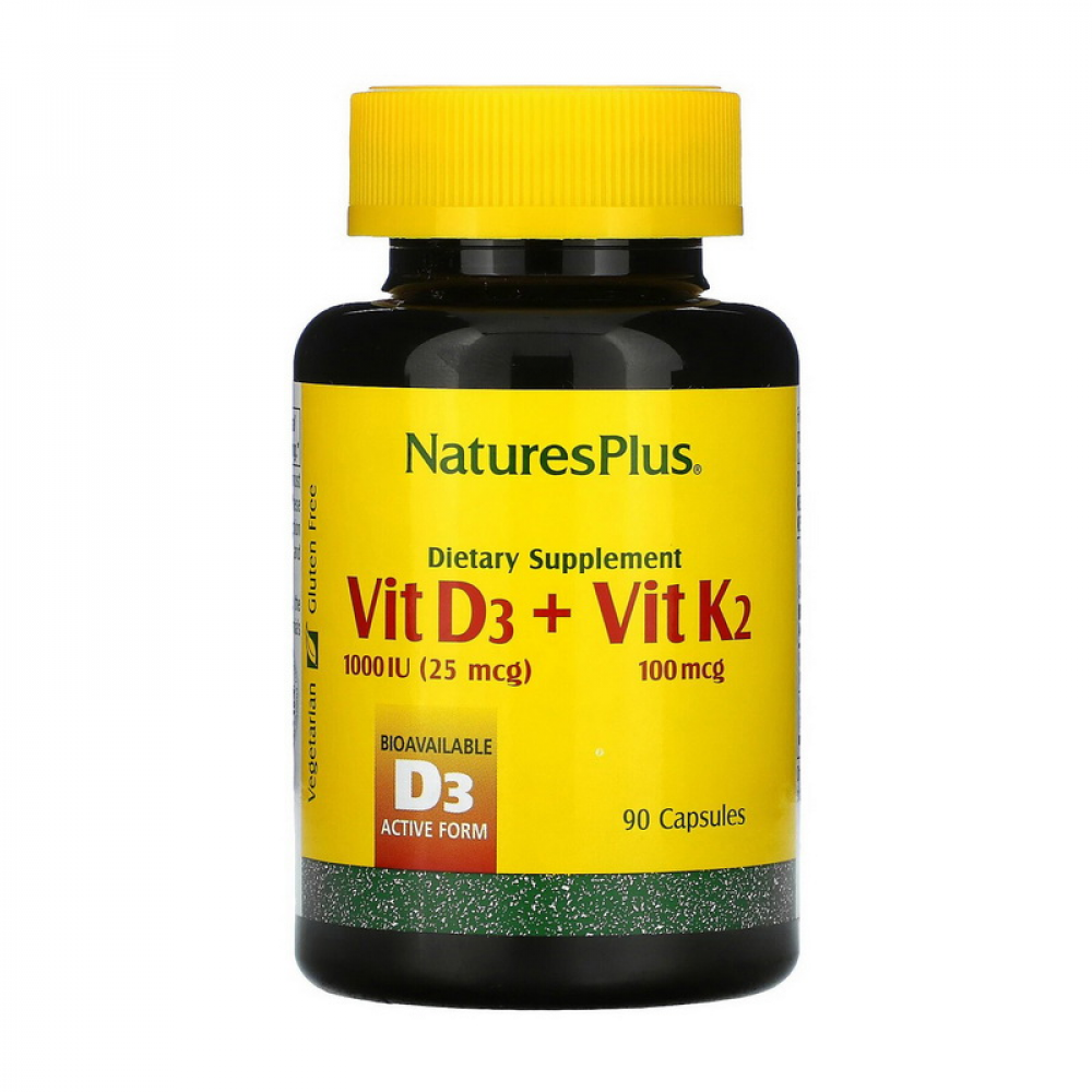 Vit D3 1000IU (25 mcg) + Vit K2 100 mg (90 caps)