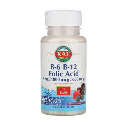 B-6 3 mg B-12 1000 mcg Folic Acid 680 mcg (60 micro tablets, berry)