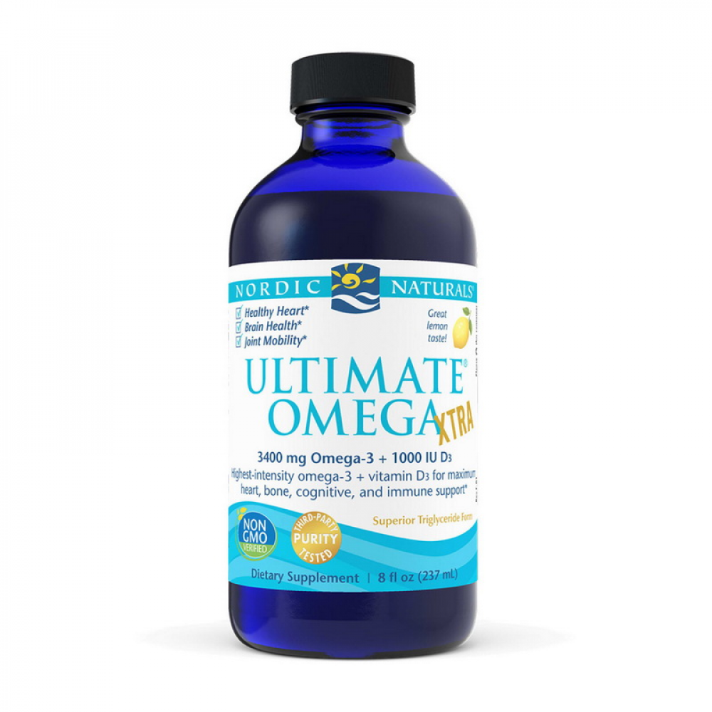 Ultimate Omega Xtra 3400 mg omega-3 + 1000 IU D3 (237 ml, great lemon)