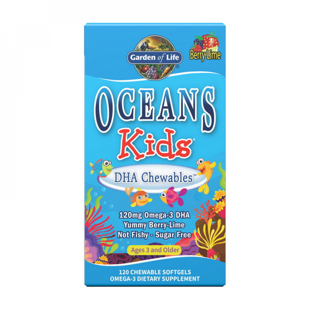 Oceans Kids DHA Chewables (120 chew sgels, berry lime)